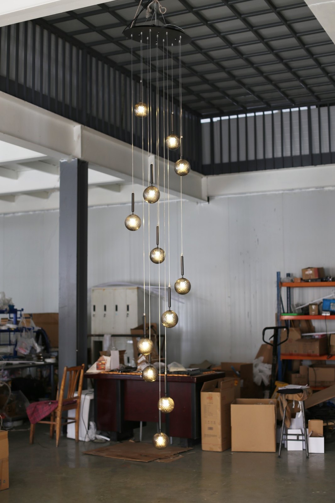 Custom lighting under review in the workshop